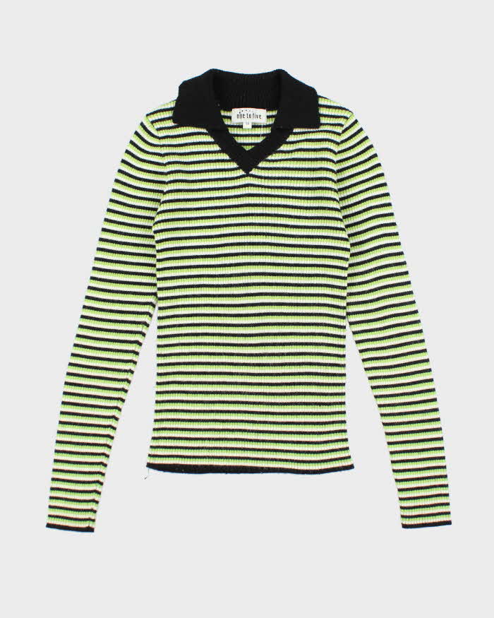 Vintage Y2k 00s Nine To Five Wool Blend Collard Jumper - XS