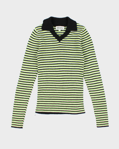 Vintage Y2k 00s Nine To Five Wool Blend Collard Jumper - XS