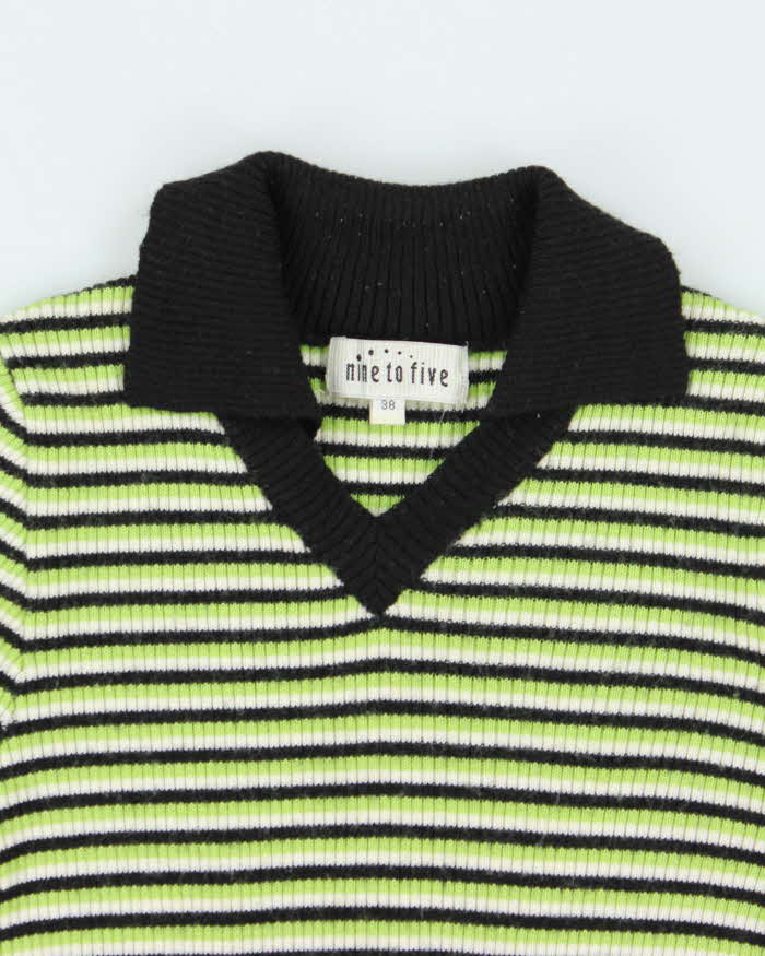 Vintage Y2k 00s Nine To Five Wool Blend Collard Jumper - XS
