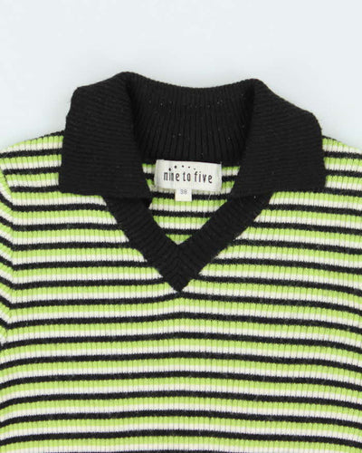 Vintage Y2k 00s Nine To Five Wool Blend Collard Jumper - XS