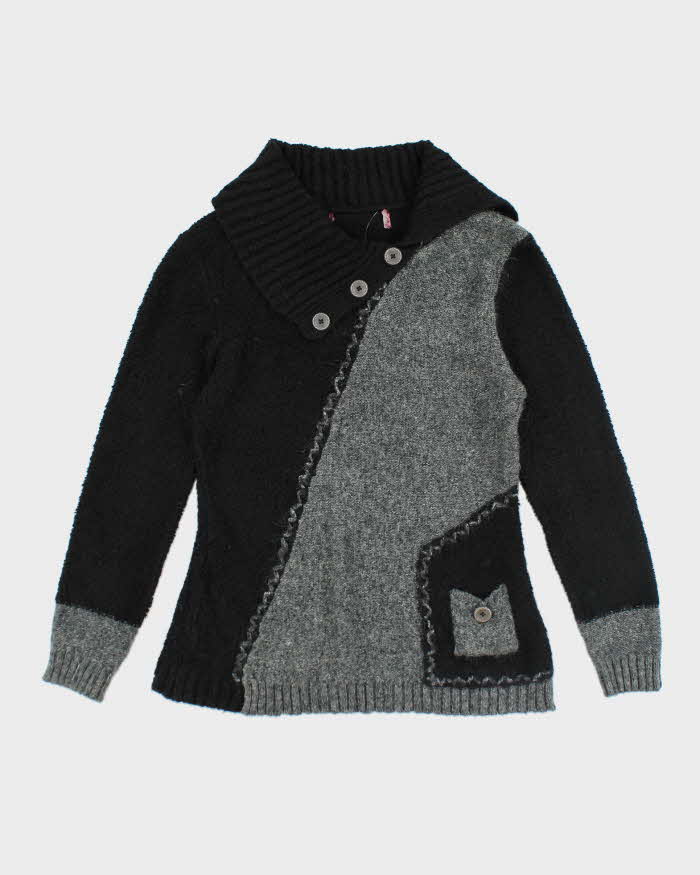 Vintage Y2k 00s Button Collard Jumper - S