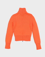 Vintage Y2k 00s Time Orange Chunky Knit Zip-Up Jumper - S