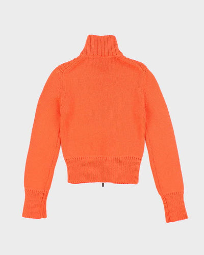 Vintage Y2k 00s Time Orange Chunky Knit Zip-Up Jumper - S