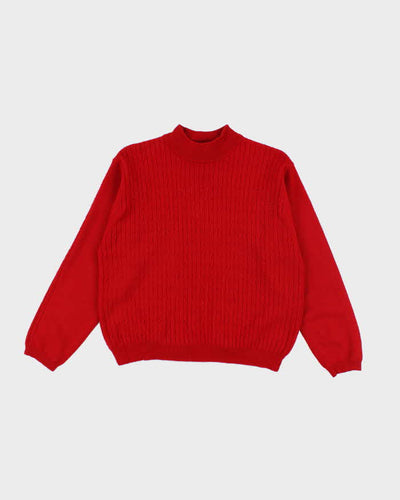 Vintage Tabi Red Aran Wool Jumper - L