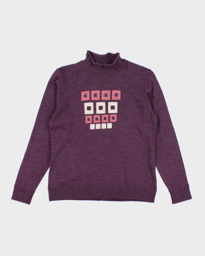 Vintage Y2k 00s Purple Wool Jumper - M
