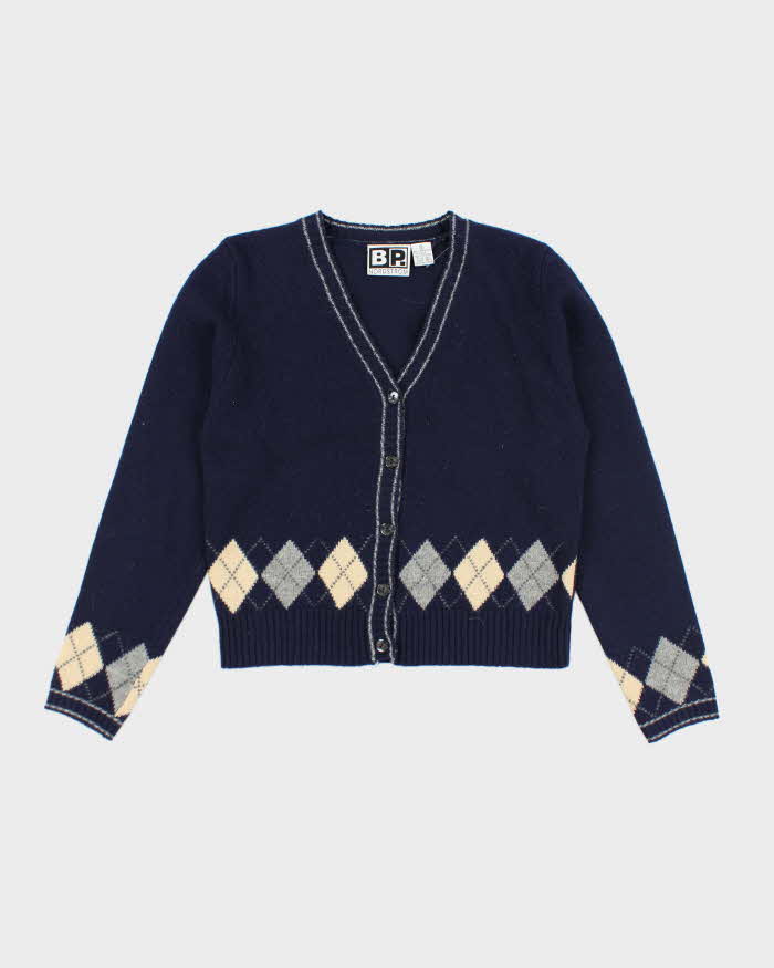 Vintage 90s Nordstrom Blue Wool Cardigan - M