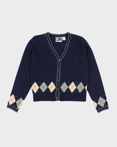 Vintage 90s Nordstrom Blue Wool Cardigan - M