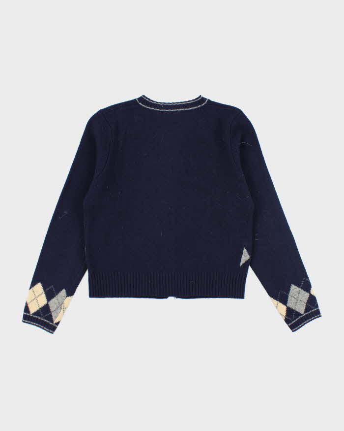 Vintage 90s Nordstrom Blue Wool Cardigan - M
