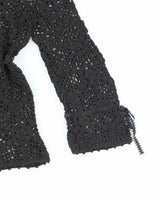 Vintage Y2k 00s Black Crochet Long Sleeve Knit Top - M