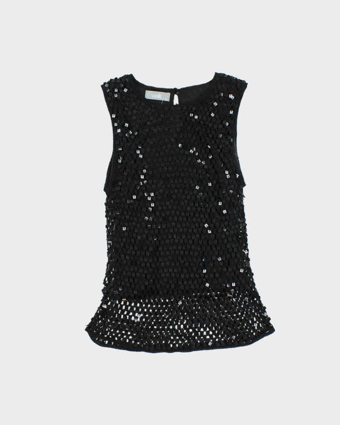 Vintage Y2k 00s Wallis Sequin Crochet Top - S