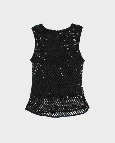 Vintage Y2k 00s Wallis Sequin Crochet Top - S