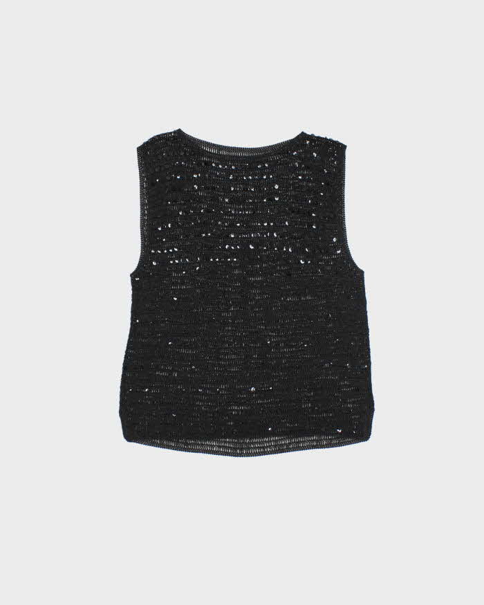 Vintage Y2k 00s Sequin Crochet Top - M
