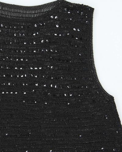 Vintage Y2k 00s Sequin Crochet Top - M