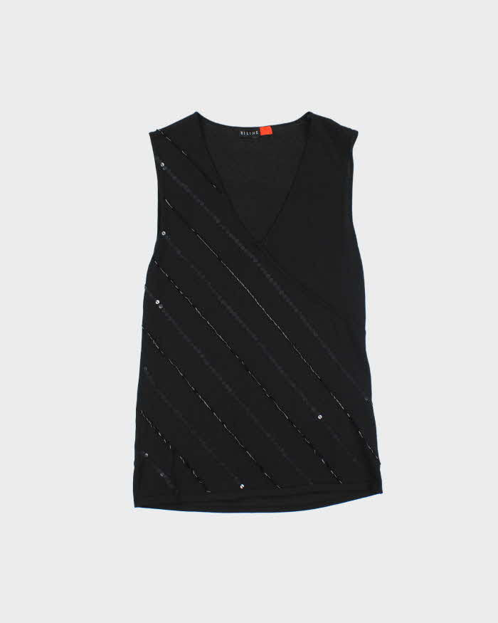 Vintage 90s Biline Beaded Knit Top - S