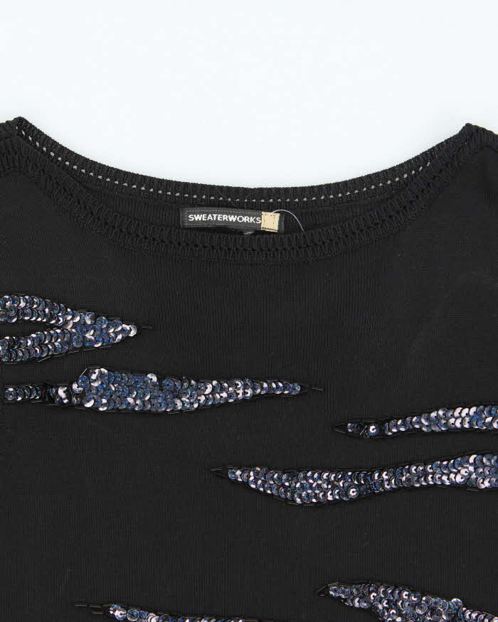 Vintage 90s Beaded Sequin Knit Top - M