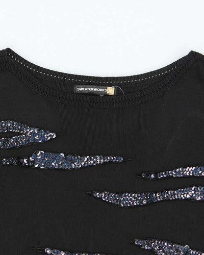 Vintage 90s Beaded Sequin Knit Top - M