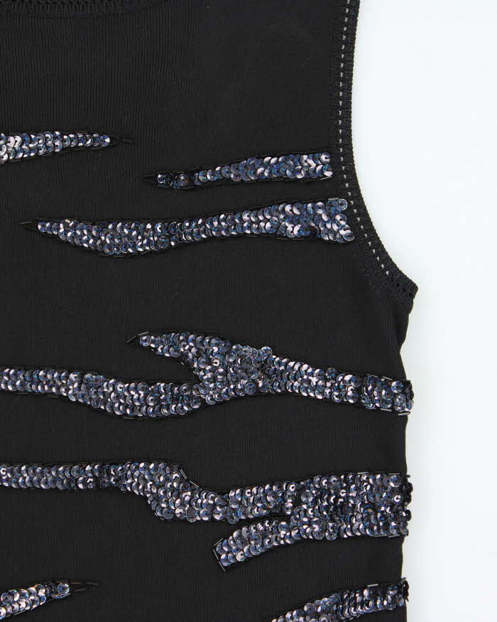 Vintage 90s Beaded Sequin Knit Top - M