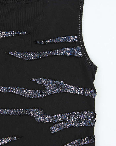 Vintage 90s Beaded Sequin Knit Top - M