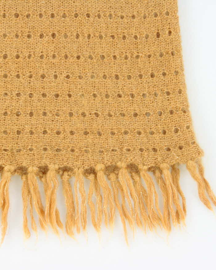 Vintage 90s Beautiful Feathers Sparkly Knit Tassel Top - XS