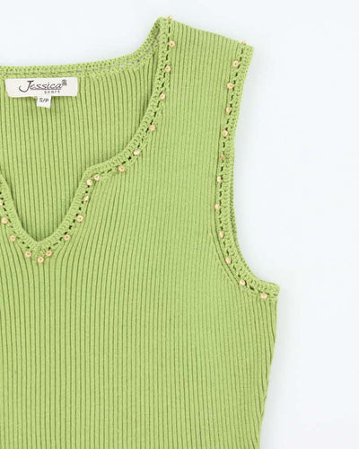 Vintage 90s Jessica Beaded Knit Top - S