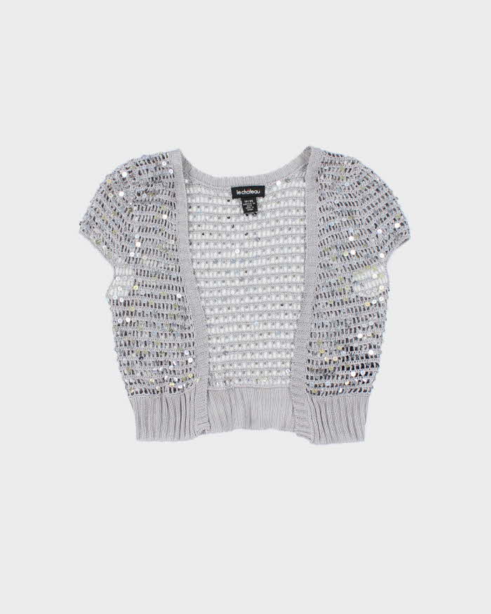 Vintage Y2k 00s Le Chateau Crochet Sequin Shrug - XS