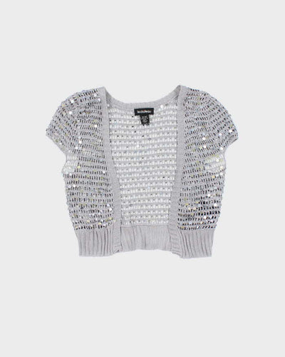 Vintage Y2k 00s Le Chateau Crochet Sequin Shrug - XS