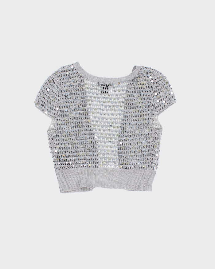 Vintage Y2k 00s Le Chateau Crochet Sequin Shrug - XS