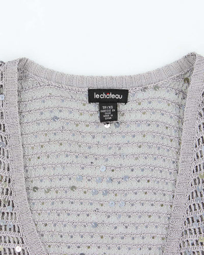 Vintage Y2k 00s Le Chateau Crochet Sequin Shrug - XS