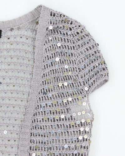 Vintage Y2k 00s Le Chateau Crochet Sequin Shrug - XS