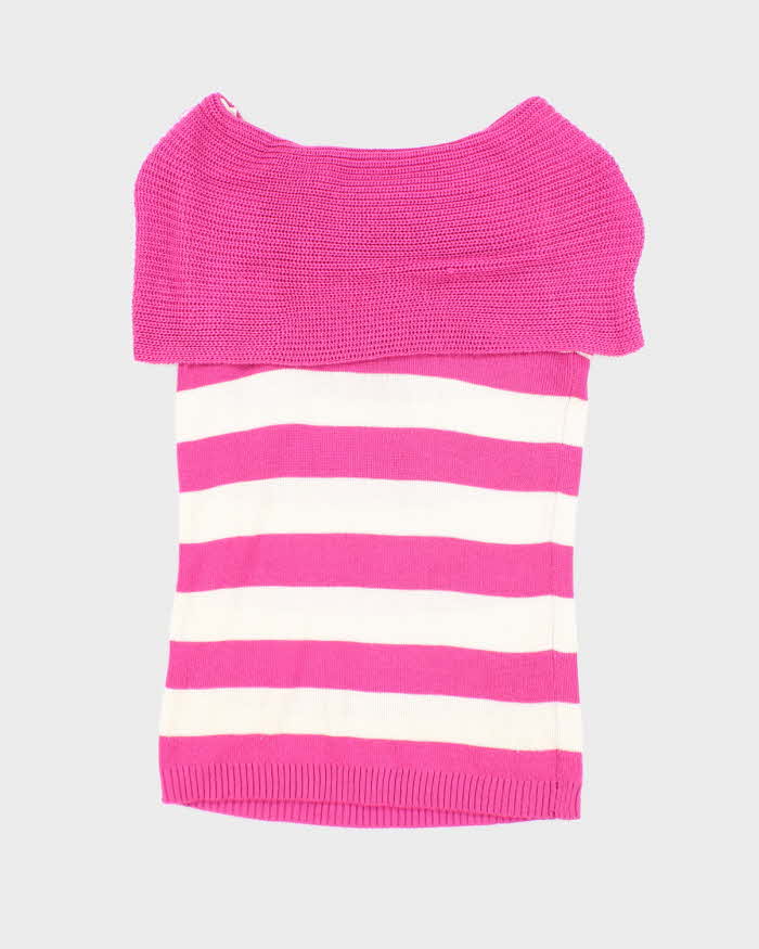 Vintage Y2k 00s Stripe Knit Off The Shoulder Top - S