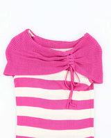 Vintage Y2k 00s Stripe Knit Off The Shoulder Top - S