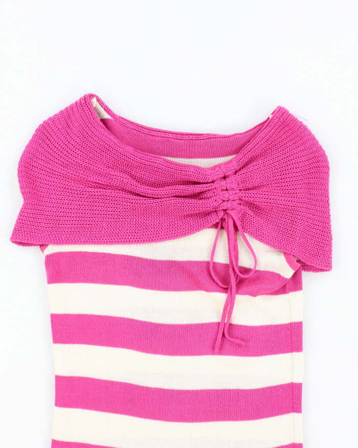Vintage Y2k 00s Stripe Knit Off The Shoulder Top - S