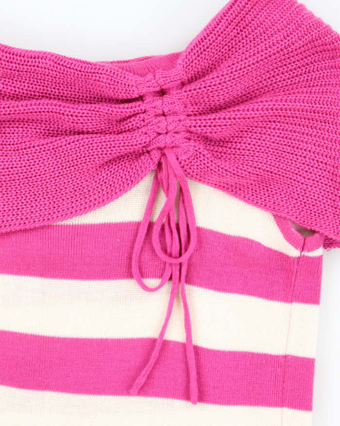 Vintage Y2k 00s Stripe Knit Off The Shoulder Top - S