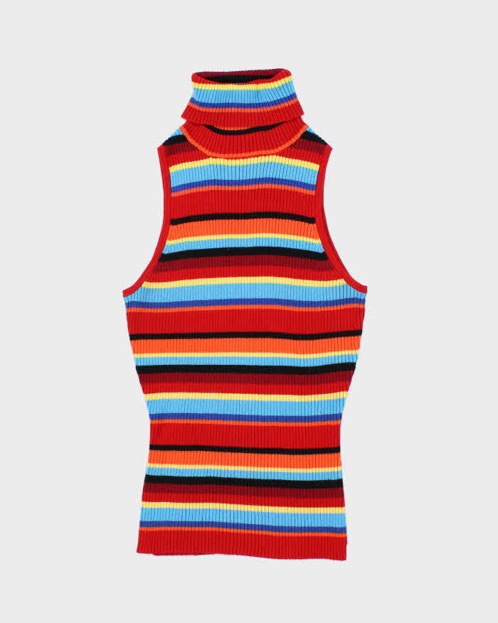 Vintage Y2k 00s Guess Stripe Sleeveless Knit Top - XS