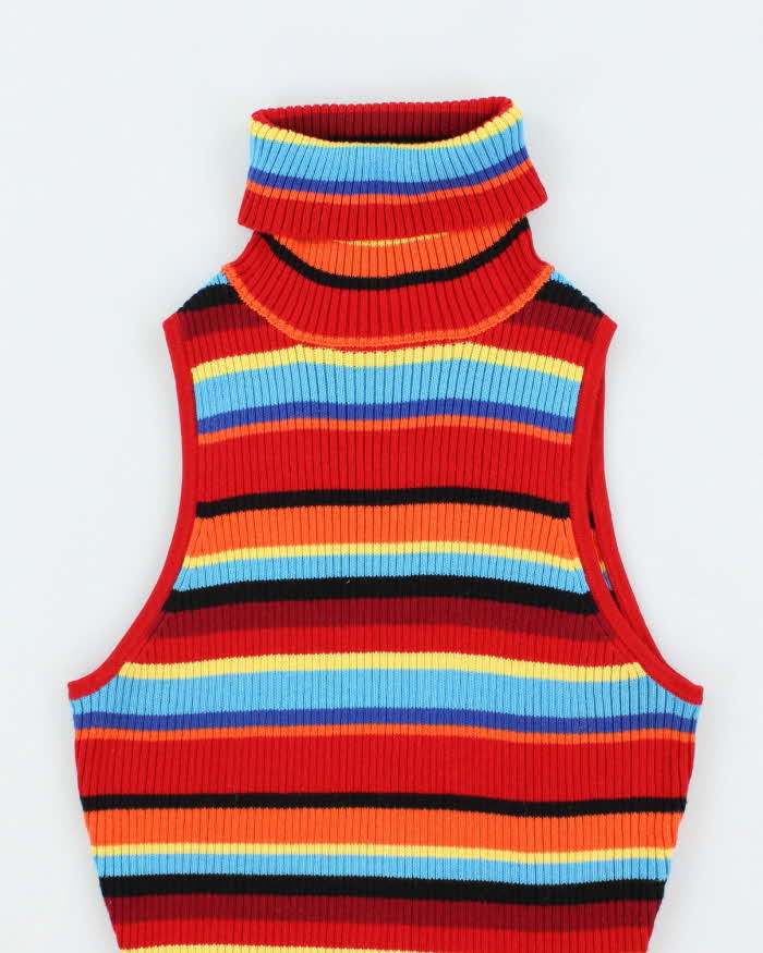 Vintage Y2k 00s Guess Stripe Sleeveless Knit Top - XS