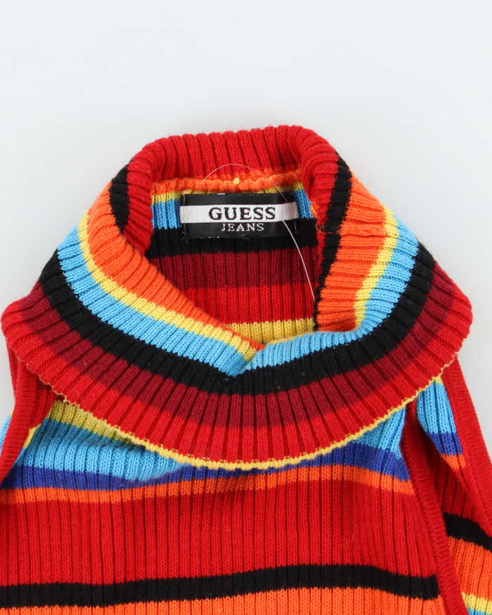 Vintage Y2k 00s Guess Stripe Sleeveless Knit Top - XS