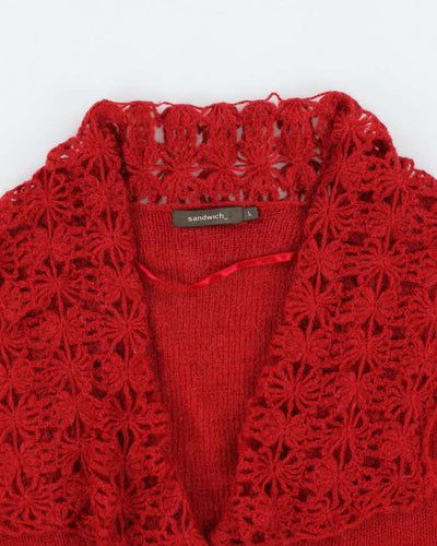 Vintage Y2k 00s Sandwich Mohair Blend Cardigan - L