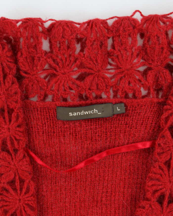 Vintage Y2k 00s Sandwich Mohair Blend Cardigan - L