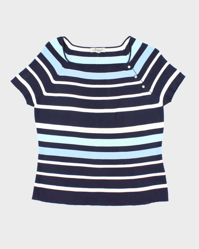 Vintage Y2k 00s Jessica Stripe Button Jumper - M