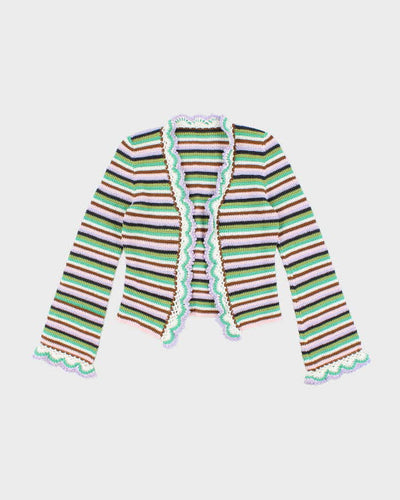 Handmade Striped Knit Multicoloured Cardigan - S