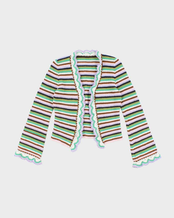 Handmade Striped Knit Multicoloured Cardigan - S