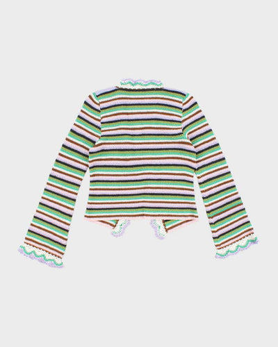 Handmade Striped Knit Multicoloured Cardigan - S