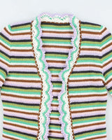 Handmade Striped Knit Multicoloured Cardigan - S