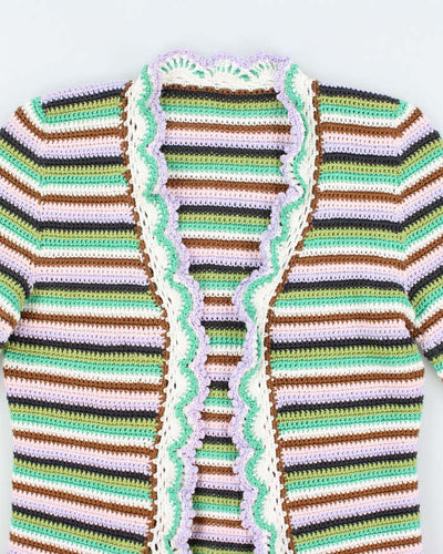 Handmade Striped Knit Multicoloured Cardigan - S