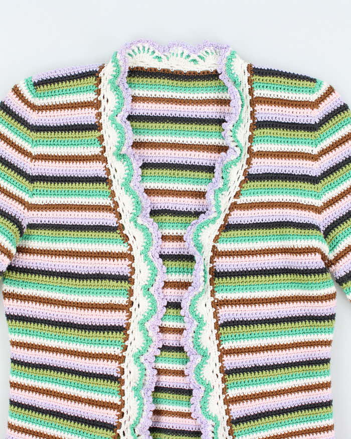 Handmade Striped Knit Multicoloured Cardigan - S