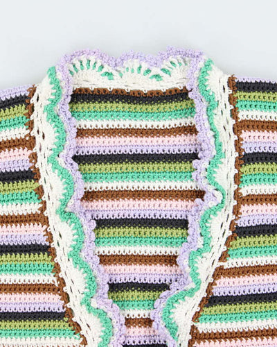 Handmade Striped Knit Multicoloured Cardigan - S