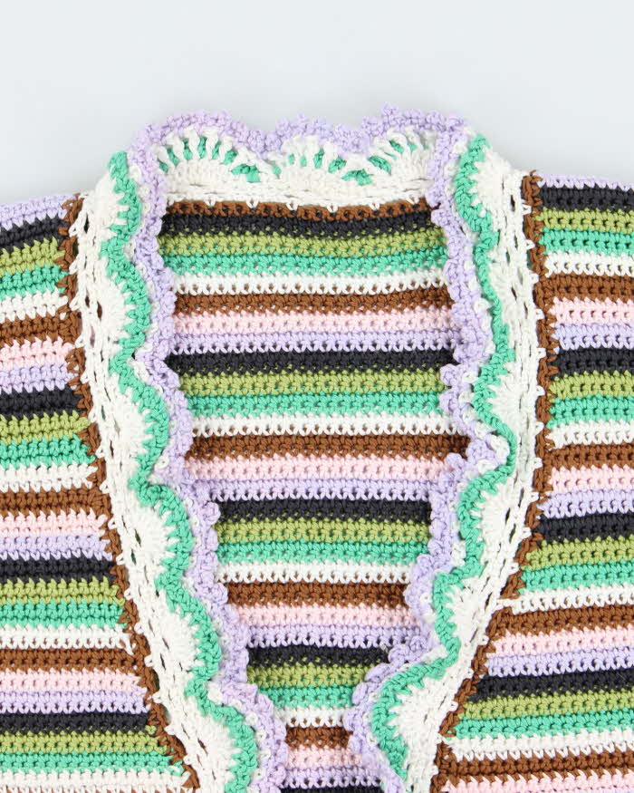 Handmade Striped Knit Multicoloured Cardigan - S