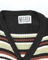 Vintage 90s Striped Autumnal Button Up Knit Vest - XS