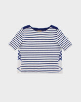 Women's Burberry 100% Wool Blue Striped Boatneck Tee Jumper - L