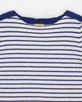 Women's Burberry 100% Wool Blue Striped Boatneck Tee Jumper - L